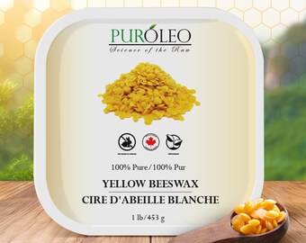 PUROLEO Yellow Beeswax Block - Packed in Canada for Beeswax Candles, Wraps, and DIY Crafts - Ideal for Beeswax Wraps