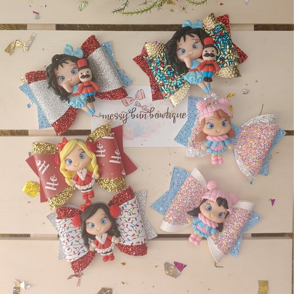 Menina Biscuit Bows, Christmas Bows, Hairclip Christmas Bows, Lazos de Navidad,