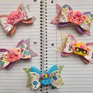 Back to School Backpack Clay Bows, School Bows