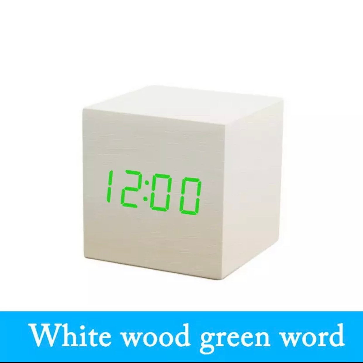 Digital LED Wood Wooden Cube Desk Clock Alarm Voice Control Etsy