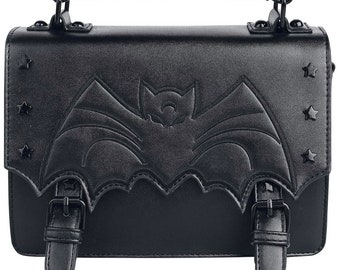 Narcissa Skull Raven & Roses Black Vinyl Large Gothic Messenger Bag - Gothic  & Alternative Bags