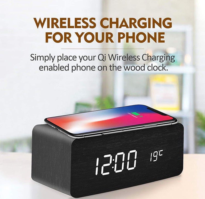 Digital clock charging iPhone wireless wireless iPhone charger Etsy