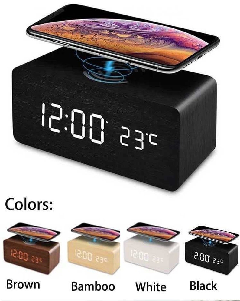 Digital clock charging iPhone wireless wireless iPhone charger Etsy