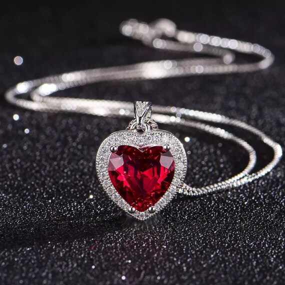 Necklacered Ruby Diamond Necklace - Etsy