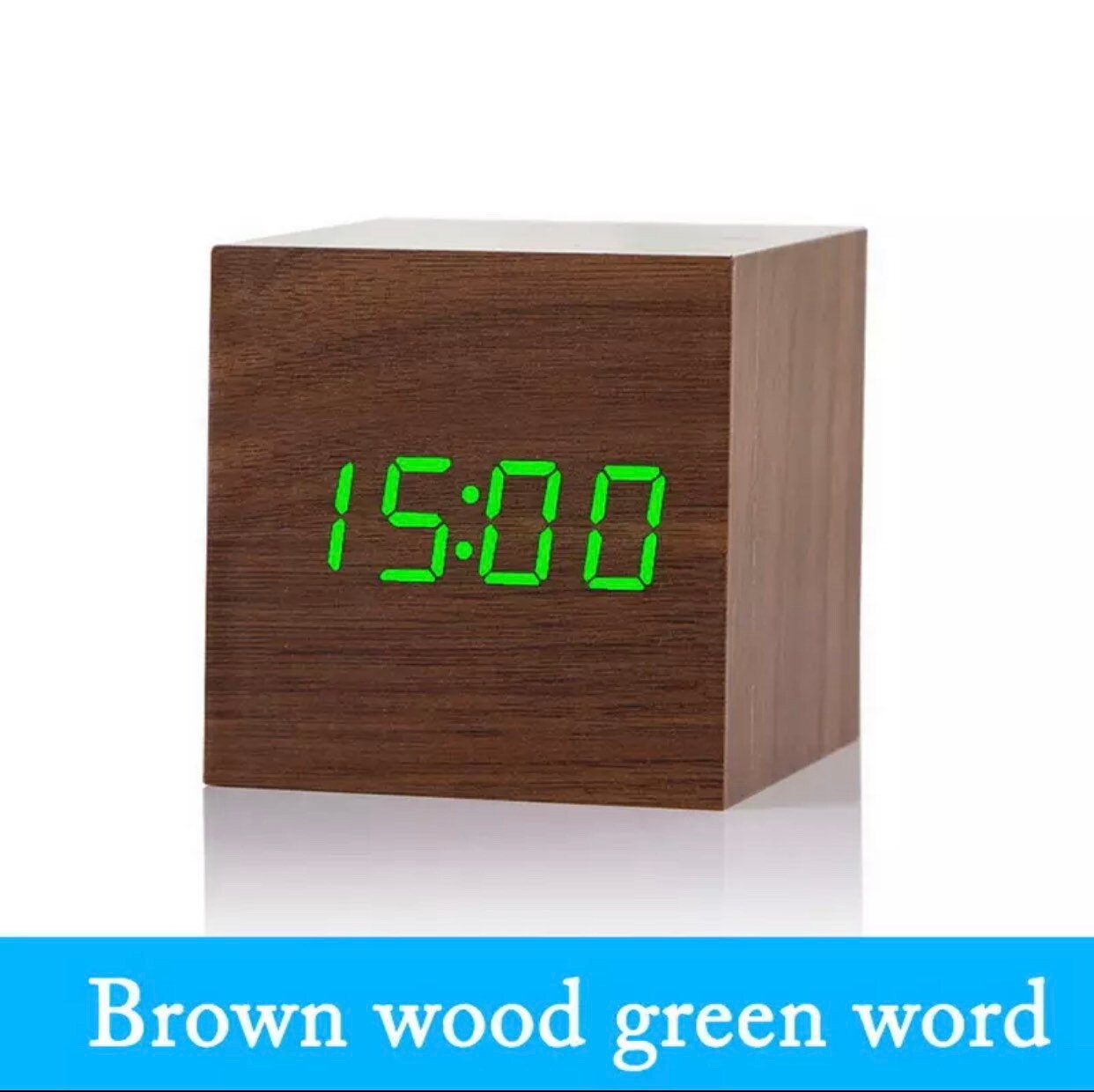 Digital LED Wood Wooden Cube Desk Clock Alarm Voice Control Etsy