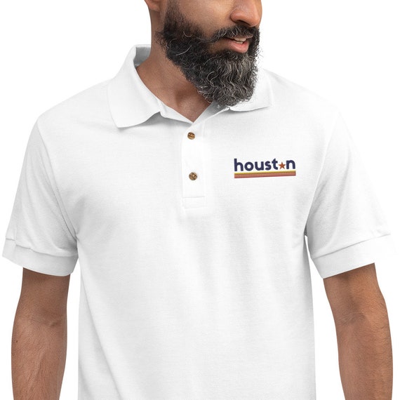 HTXMerch Houston Classic Embroidered Polo Shirt Astros Baseball - White