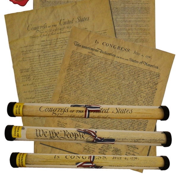 Documents of Freedom Bundle, Declaration of Independence, Constitution of the United States and the Bill of Rights - Poster Size