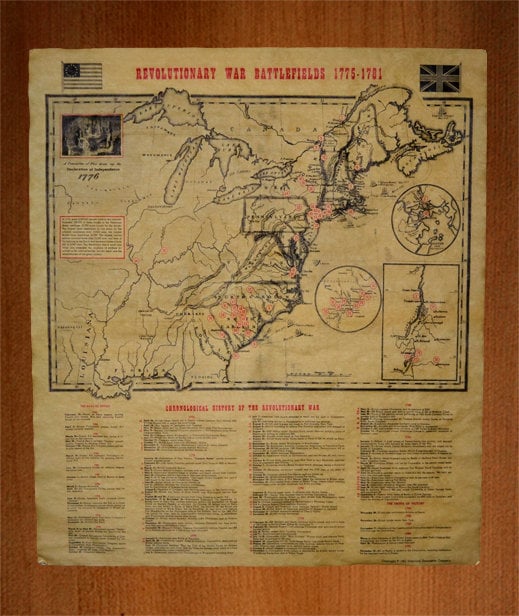 Upstate Battlefields Map Revolutionary War Battlefields 1775-1781 (13.75