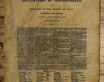 Texas Declaration of Independence - 1836 (14" x 16")