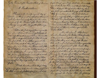 Proclamación de Emancipación - Impresa en 2 páginas de pergamino antiguo genuino - 16 x 14