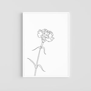 Single Carnation | Carnation Print | Botanical Print | Minimal Line Art | Printable Wall Art | Digital Download