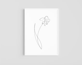 Iris One Line Drawing Art DIGITAL DOWNLOAD Print Printable Flower Floral Plant Wall Deco Home Minimalistic Simple Modern Simplistic Artwork
