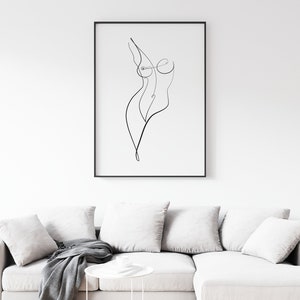 Female Body Art Naked Woman Art Nude Line Art Printable Wall Art