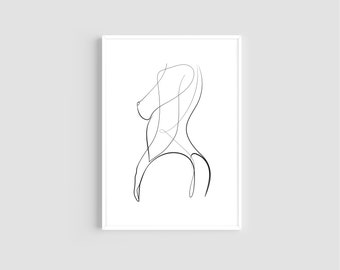 Female Body Art | Naked Woman Art | Nude Line Art | Printable Wall Art | Digital Download