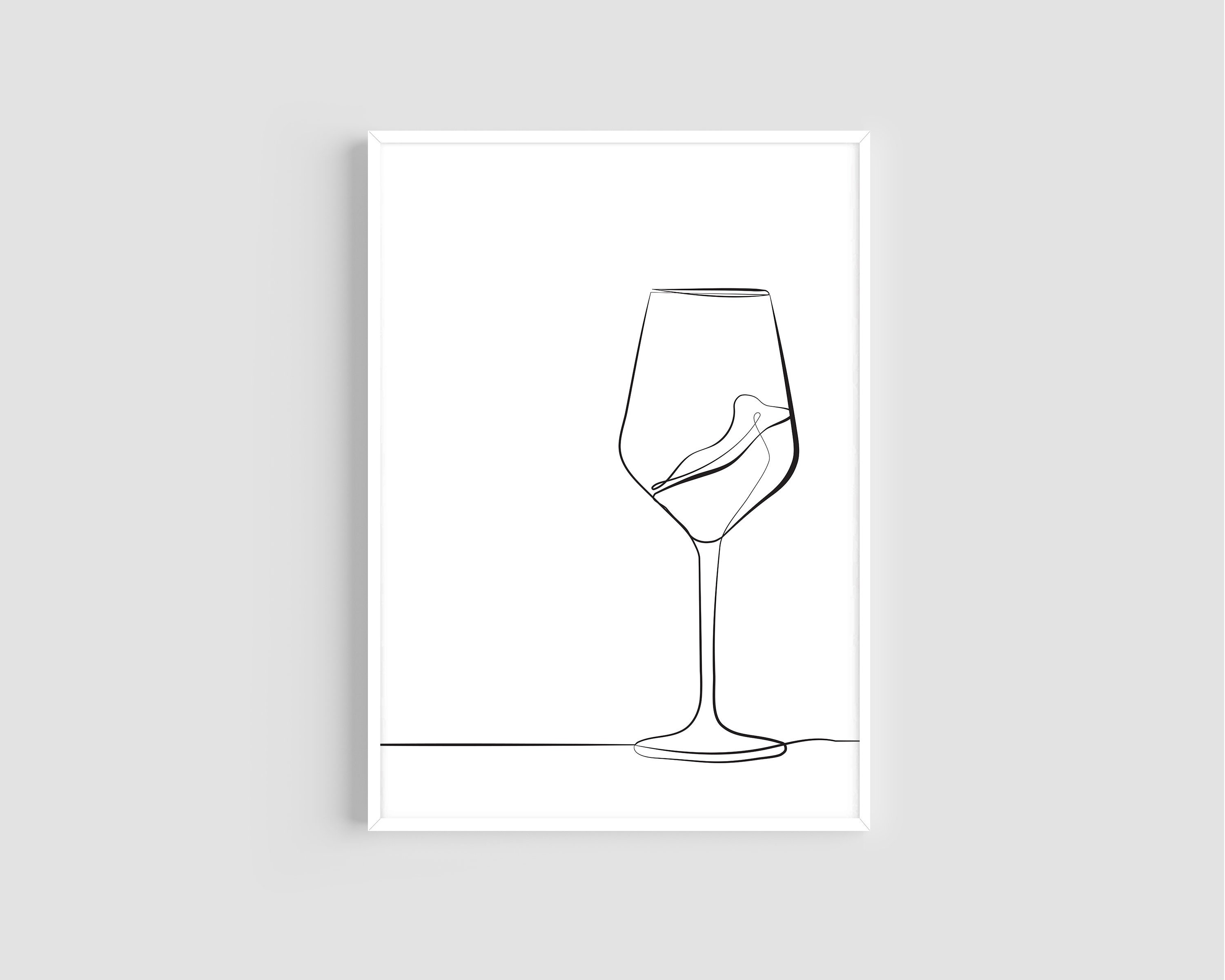 Wine Line Drawing - Etsy
