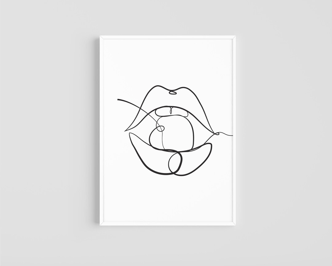 Lips Wall Art Lips Biting Cherry Lips Eating Cherry Etsy