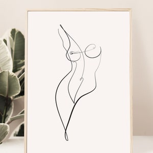 Female Body Art Naked Woman Art Nude Line Art Printable Wall Art
