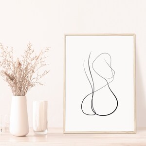 Female Body Art Naked Woman Art Nude Line Art Printable Wall Art