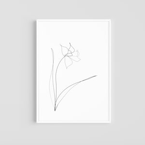 Daffodil One Line Drawing DIGITAL DOWNLOAD Print Flower Art Artwork Home Decor Wall Simple Abstract Minimalistic Bedroom Art Botanical Plant