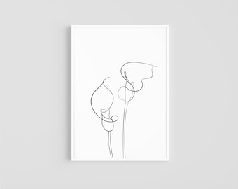 Calla Lily | Floral Print | Minimal Line Art | Printable Wall Art | Digital Download