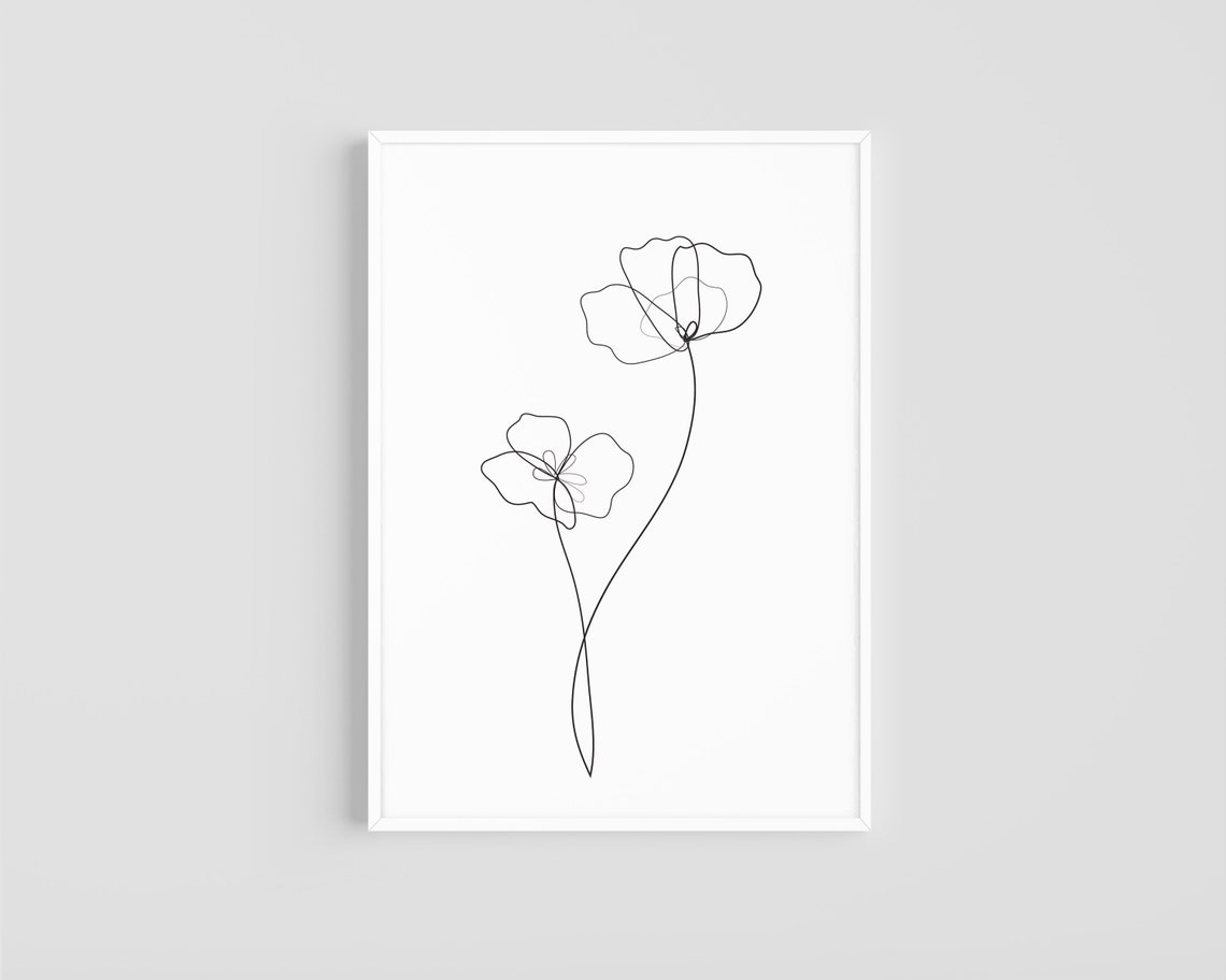 Poppy Poppies One Line Drawing DIGITAL DOWNLOAD Print - Etsy
