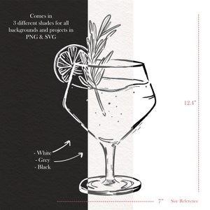 Hand Drawn Cocktail and Drinks Illustrations, SVG PNG, Bar Menu, Cocktail Clipart, Wedding, His and Hers image 5