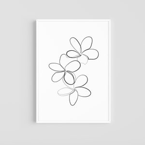 Frangipani | Plumeria | Botanical Print | Minimal Line Art | Printable Wall Art | Digital Download | Floral Print