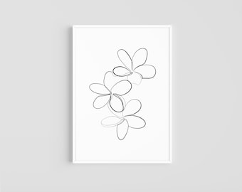 Frangipani | Plumeria | Botanical Print | Minimal Line Art | Printable Wall Art | Digital Download | Floral Print