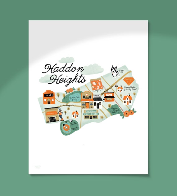 Haddon Heights NJ Illustrated Map Print Etsy