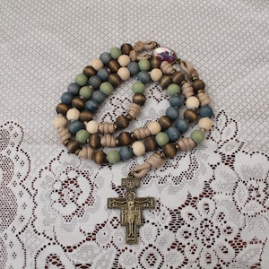 The Assisi Rosary | Handmade St. Francis Rosary Hand Stained Wood Beads Italian Crucifix | Verso l&#39;alto Crafts | Catholic Gift
