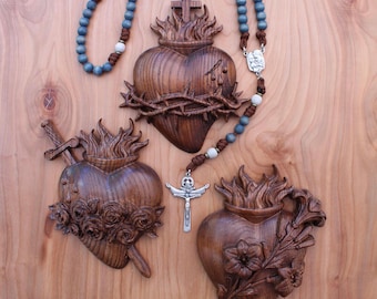 The Holy Family | Handmade Catholic Rosary with Hand Stained Wood Beads, Italian Crucifix | Verso l&#39;alto Crafts | Catholic Gift
