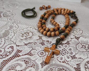 The Olive Rosary | Handmade Rosary with Hand Stained Wood Beads, Italian Crucifix | Verso l'alto Crafts | Catholic Gift