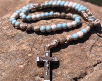 The Frassati | Handmade Pier Giorgio Frassati Catholic Rosary Hand Stained Wood Beads Italian Crucifix | Verso l&#39;alto Crafts | Catholic Gift