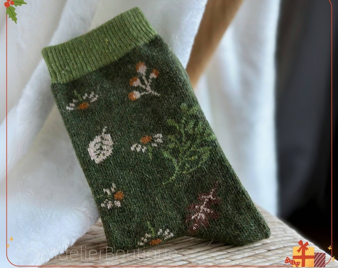 Holiday Cute Wool Socks, Retro Casual Cotton Warm Socks, Novelty Warm Floral Socks, Great Gifts Idea