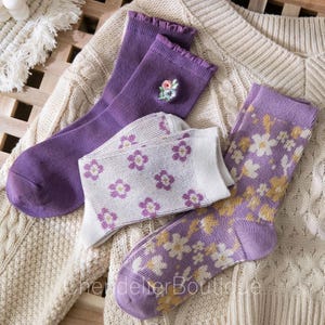 Liquidación / Calcetines florales novedosos, calcetines casuales de algodón, calcetines a cuadros retro, calcetines de estilo vintage, una gran idea para regalar.