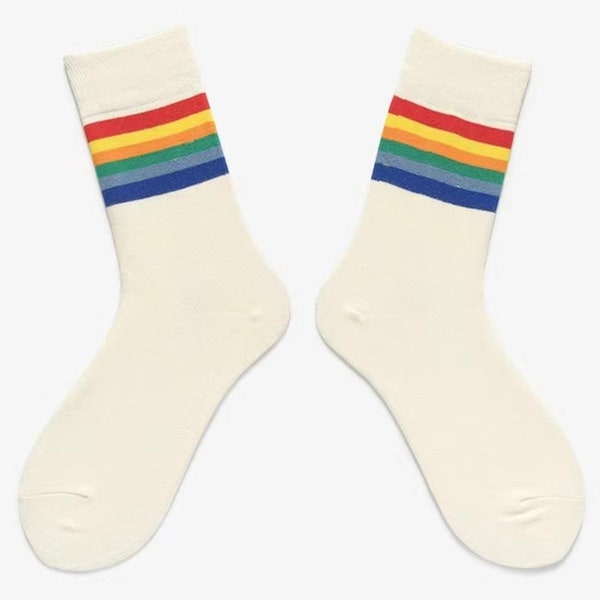 LGBTQ Unisex Rainbow striped Socks for Pride Athletic Crew Socks, Great Gift