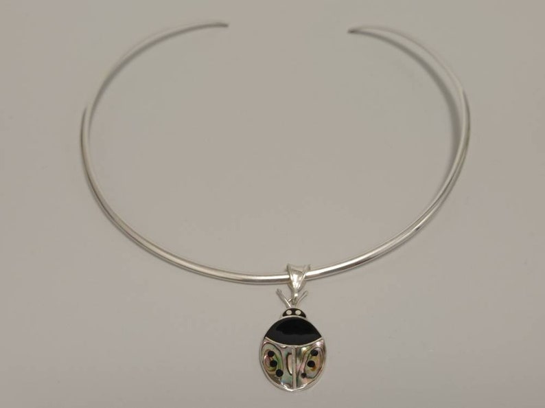 Girocollo aperto rigido, girocollo messicano placcato in argento, girocollo a filo semicircolare da 2 mm, collana torc con dichiarazione messicana, collana per ciondoli, gioielli al collo immagine 5