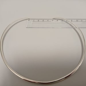 Girocollo aperto rigido, girocollo messicano placcato in argento, girocollo a filo semicircolare da 2 mm, collana torc con dichiarazione messicana, collana per ciondoli, gioielli al collo immagine 8