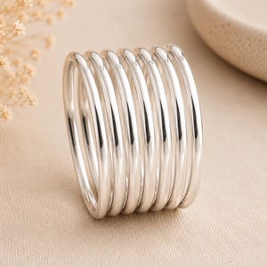 Set van 7 verzilverde stapelbare armbanden – halfrond Mexicaanse boho-ontwerp