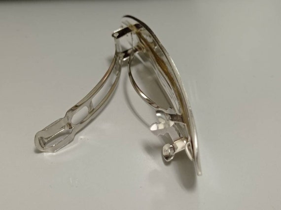 Artisan Silver Hair Clip – Abalone Shell, White Enamel  display picture 1