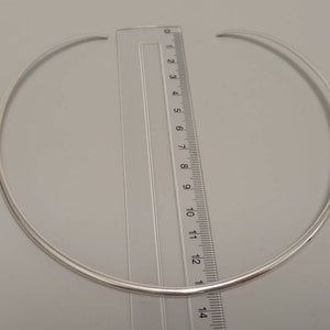 Girocollo aperto rigido, girocollo messicano placcato in argento, girocollo a filo semicircolare da 2 mm, collana torc con dichiarazione messicana, collana per ciondoli, gioielli al collo immagine 4