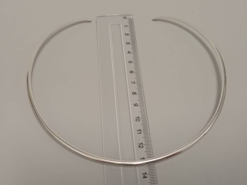 Girocollo aperto rigido, girocollo messicano placcato in argento, girocollo a filo semicircolare da 2 mm, collana torc con dichiarazione messicana, collana per ciondoli, gioielli al collo immagine 4