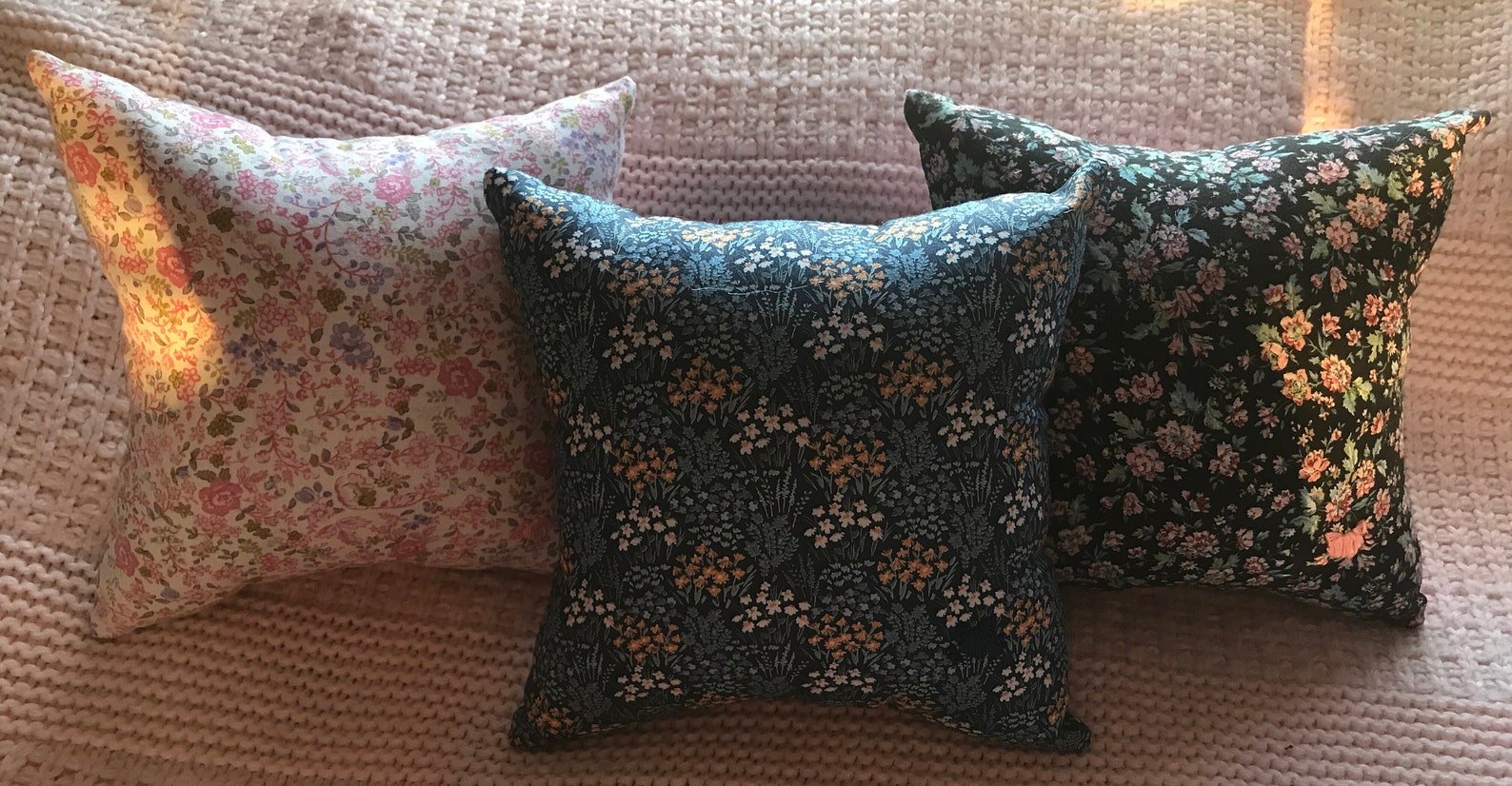 Handmade Small Quilted Throw Pillow 9x9 in Pink and Black Etsy