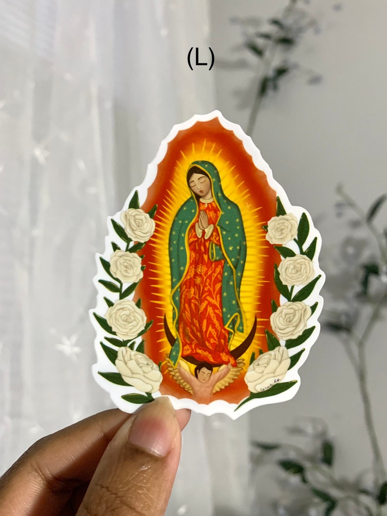 La Virgen De Guadalupe + Rose, Waterproof Vinyl Sticker - Etsy