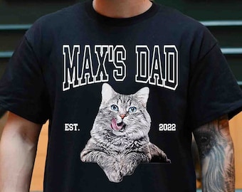 Custom Cat Dad Shirt, Custom Name & Image Cat Dad T-shirt, Personalized Cat Portrait Shirt, Gift for Dad, Fathers Day Shirt, Pet Lover Shirt