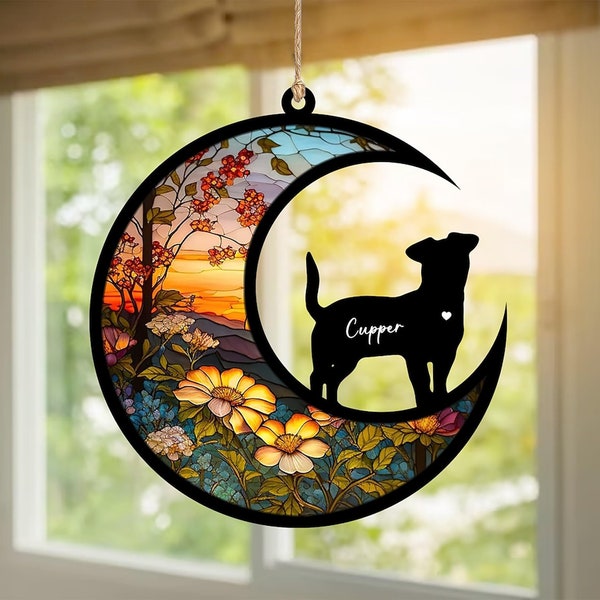 Loss of Pet Sympathy Gift, Pet Memorial Acrylic Suncatcher, Handmade Custom Name Dog Decor, Engraved Dog Lovers Gift, Gift for Dog Lovers