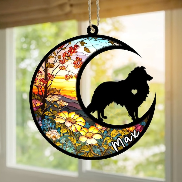 Personalized Shetland Sheepdog Memorial Suncatcher, Shetland Sheepdog Ornament, Loss of Shetland Sheepdog, Dog Memorial Suncatcher Ornaments