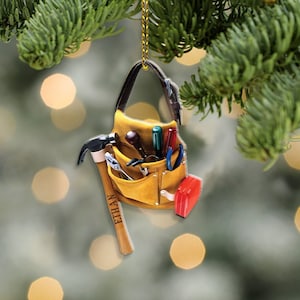 Personalized Construction Tools Bag 2D Ornament, Custom Name Construction Ornament, Gift For Construction Worker, Engineer And Contractor