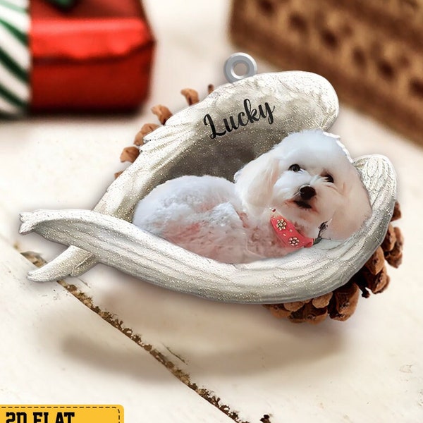 Personalized Name Poodle Angel In The Wings Acrylic Memorial Dog Gifts, Poodle Dog Christmas Tree Decor, Poodle Dog Christmas Ornament