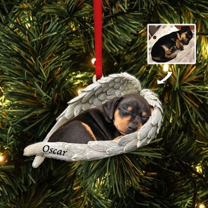 Custom Dog Photo Sleeping Angel Christmas Flat Acrylic Ornament, Memorial Dog Gift, Custom Photo Gifts For Pet Owners, Cat, Dog Lovers